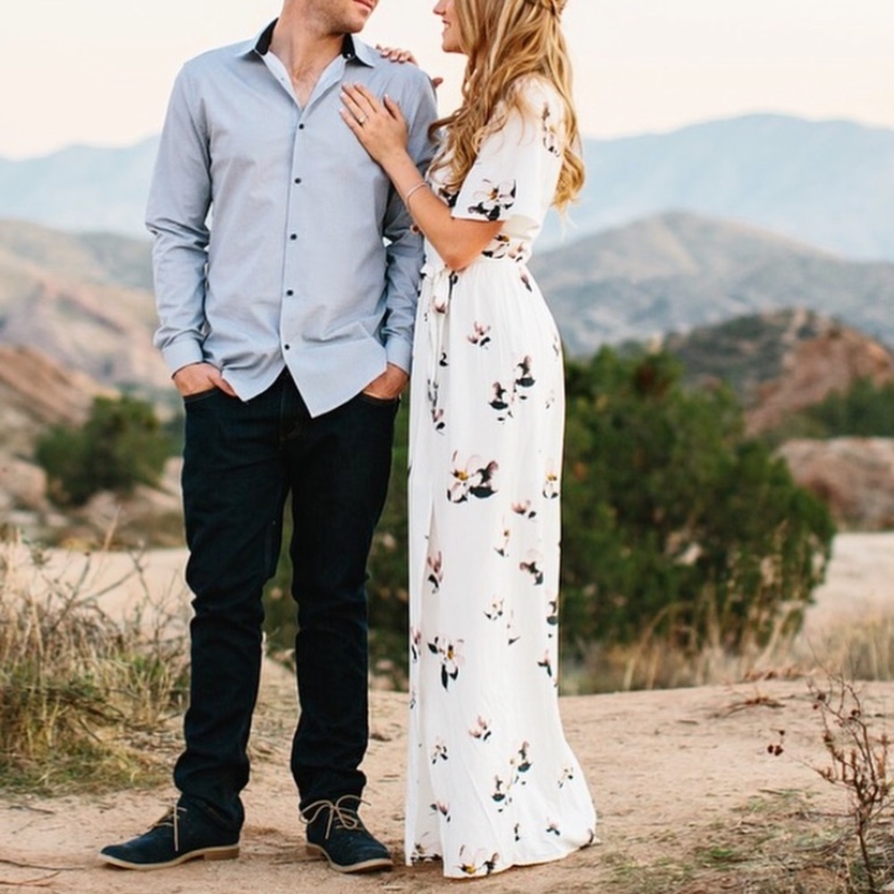 TOBI White Floral Wrap Maxi Dress